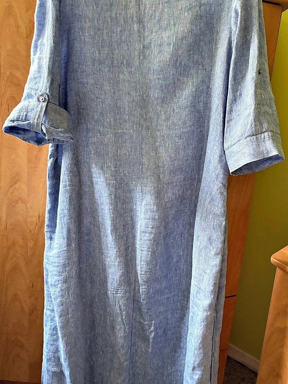 Chico's Linen Maxi Shirtdress Women's Blue Small - Picture 2 of 6